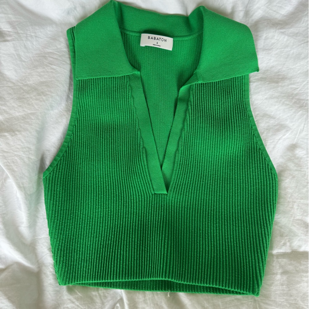 Babaton sculpt knit polo top